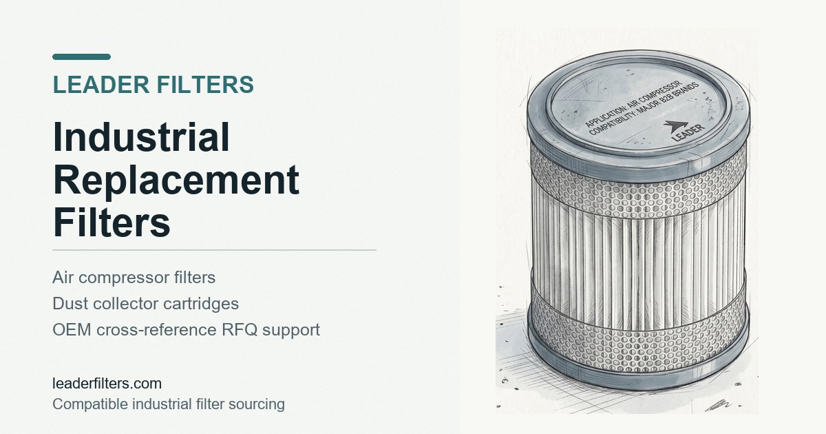 Leader Filters industrial replacement filters for air compressor and dust collector applications